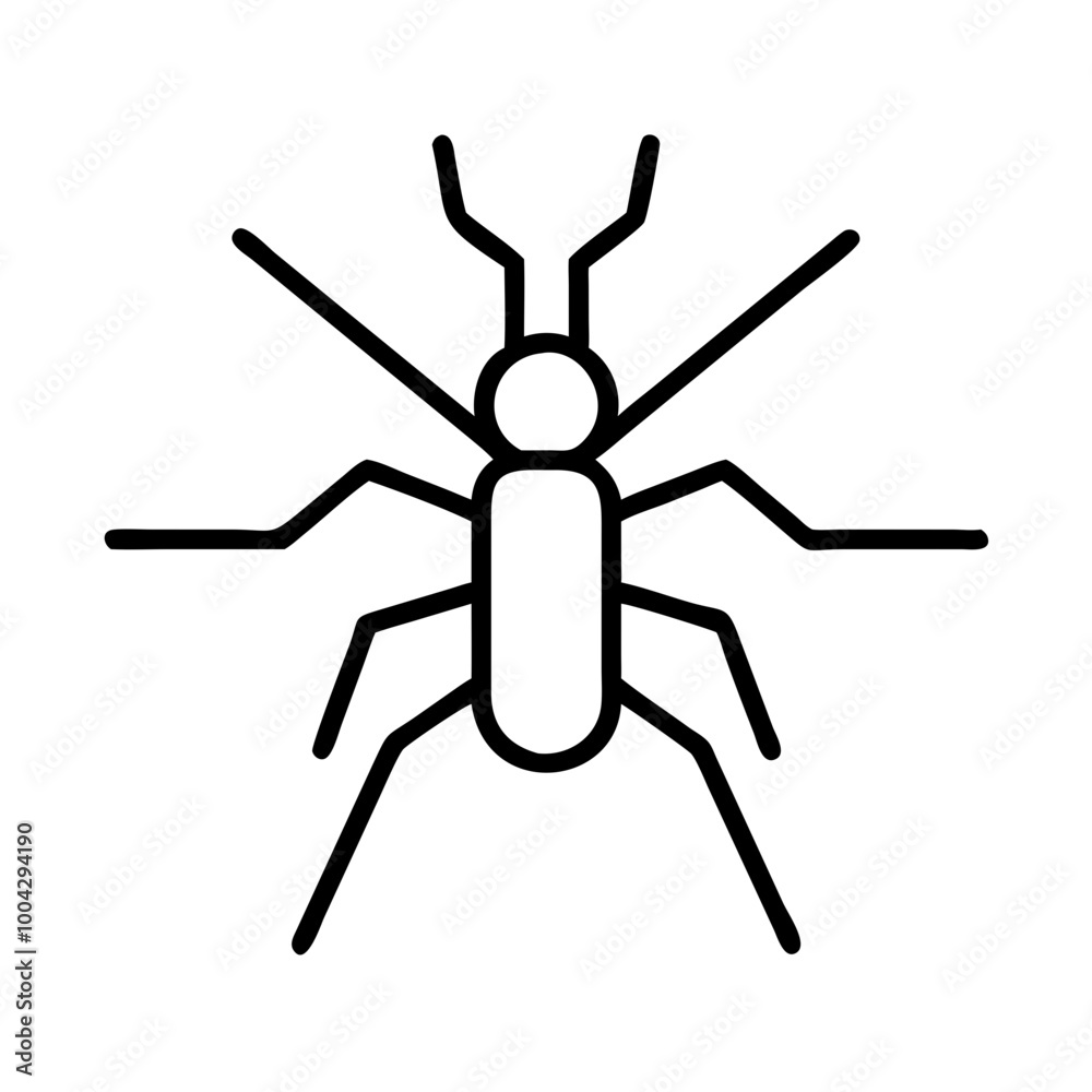 Simple black and white beetle icon in line art style Simple black and white beetle icon in line art style