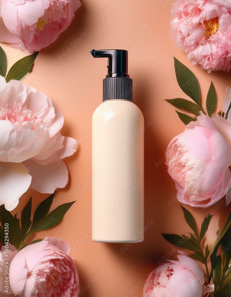 White bottle with pink flowers White bottle with pink flowers
