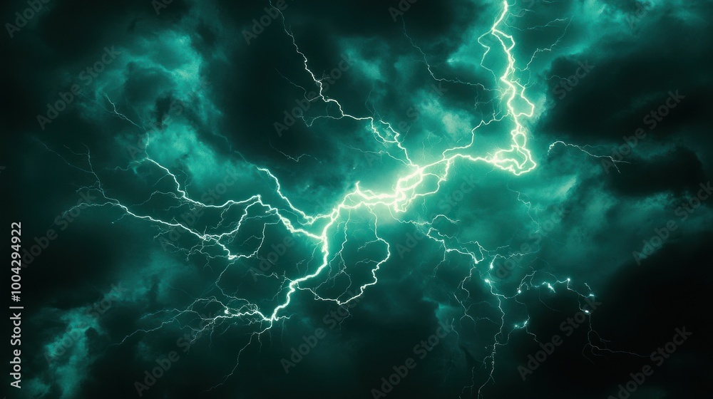 Dramatic lightning storm in dark, turbulent clouds. Dramatic lightning storm in dark, turbulent clouds.