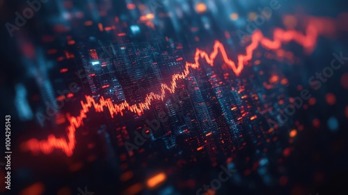 Wallpaper Mural realistic stock chart showing upward trends with an arrow pointing towards a blurred city skyline symbolizing business growth and market rise blending finance and urban themes Torontodigital.ca