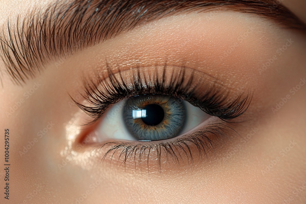 Macro Studio Expression Shot Of Woman's Eye With Close Up On Eyelashes And Pupil .generative ai Macro Studio Expression Shot Of Woman's Eye With Close Up On Eyelashes And Pupil .generative ai