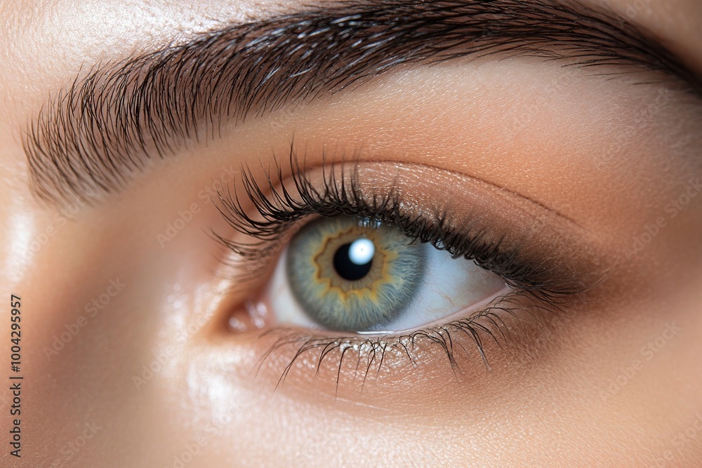 Macro Studio Expression Shot Of Woman's Eye With Close Up On Eyelashes And Pupil .generative ai Macro Studio Expression Shot Of Woman's Eye With Close Up On Eyelashes And Pupil .generative ai