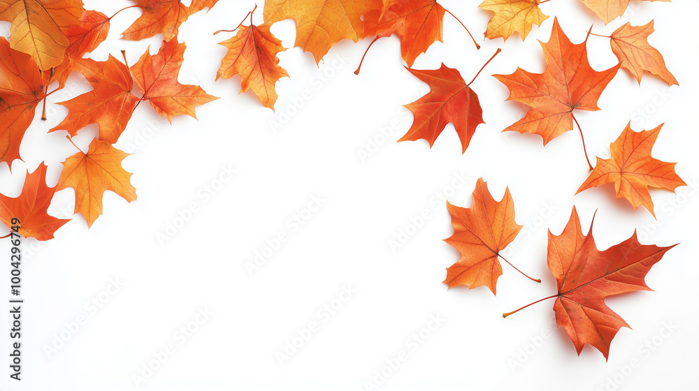 Maple leaves on a white background with space for text. Maple leaves on a white background with space for text.