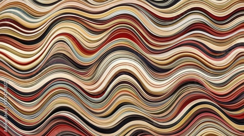 Spectrum-colored abstract painting, featuring horizontal lines that blend from red to purple, giving the artwork a fluid and dynamic appearance.