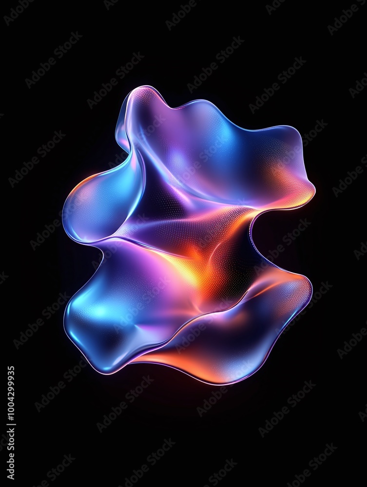 Colorful abstract design showcasing fluid shapes with vibrant hues on a black background. A minimalist poster in metallic and chrome gradient style. Colorful abstract design showcasing fluid shapes with vibrant hues on a black background. A minimalist poster in metallic and chrome gradient style.