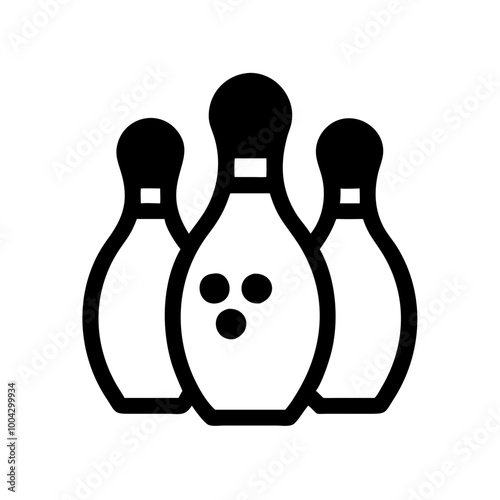 Bowling pins icon in black outline, monochrome vector