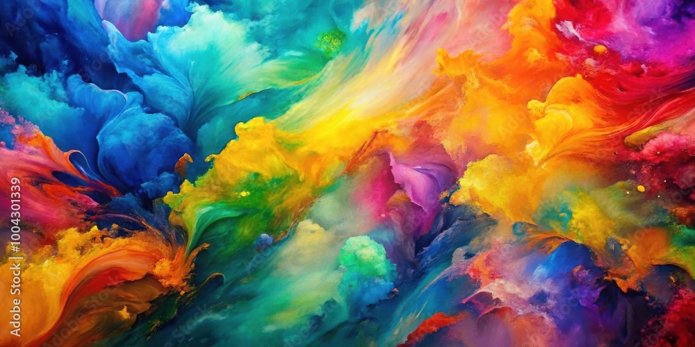 Abstract Vibrant Painting with Colorful Thick Layers of Paint Texture Composition Abstract Vibrant Painting with Colorful Thick Layers of Paint Texture Composition