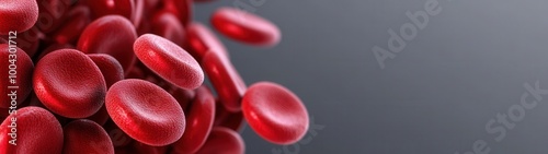 Anemia blood cells on gray backdrop, highlighting hemoglobin structure and its impact on health and vitality. photo