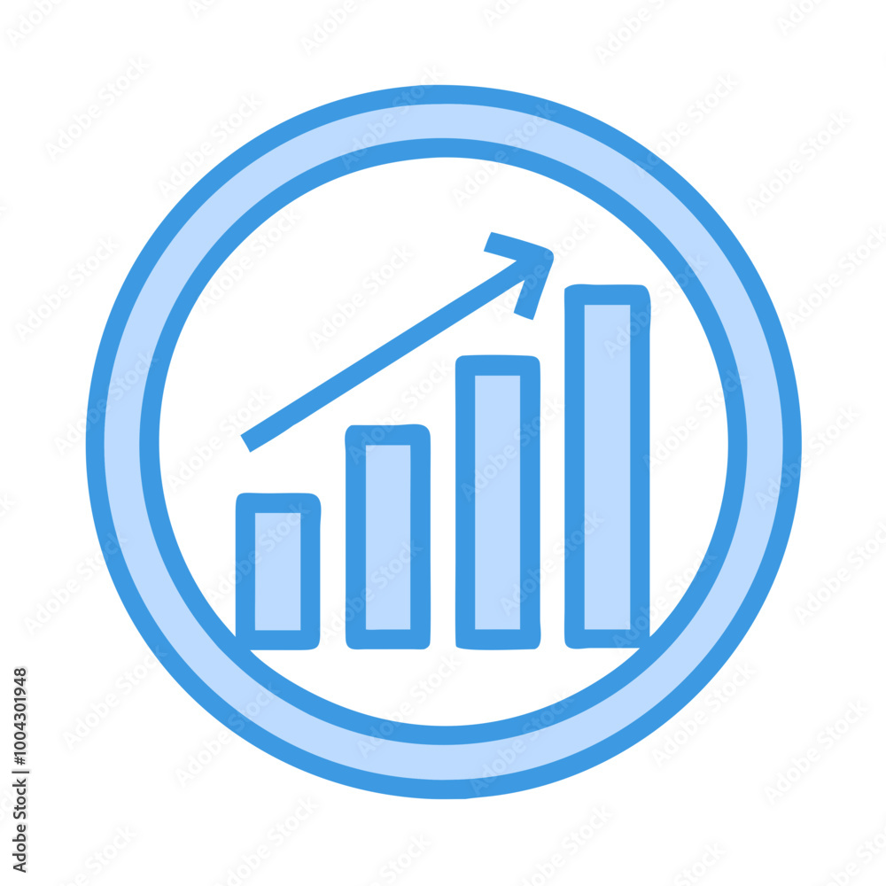 simple Financial growth chart icon in blue circle, vector simple Financial growth chart icon in blue circle, vector