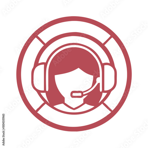 Customer service headset icon in red and black