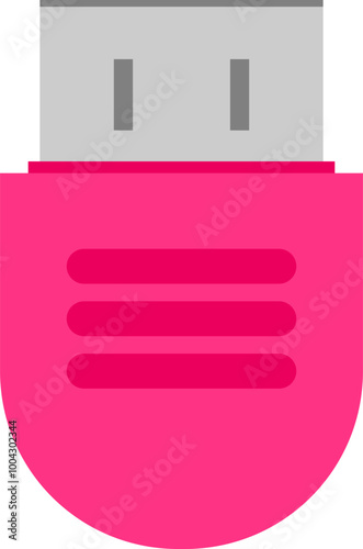 Pink USB flash drive. Pink USB flash drive icon.