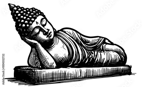 reclining buddha statue symbolizing peace and enlightenment vector shape