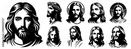 sacred images of Jesus with halos and peaceful expressions