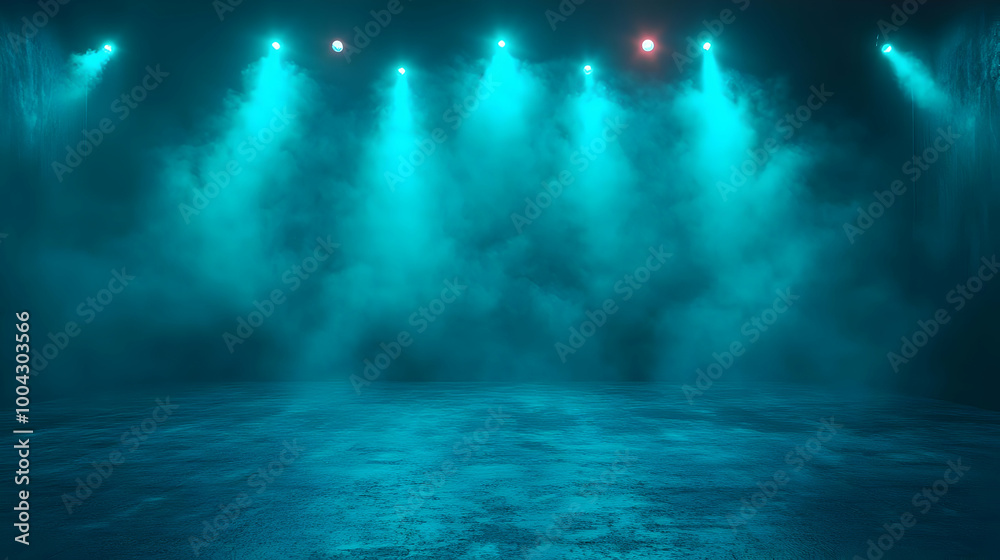 Fototapeta premium Abstract Background with Blue Lights and Fog
