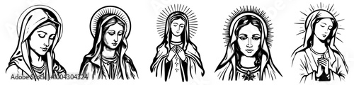Our Lady Virgin Mary Madonna black silhouette vector