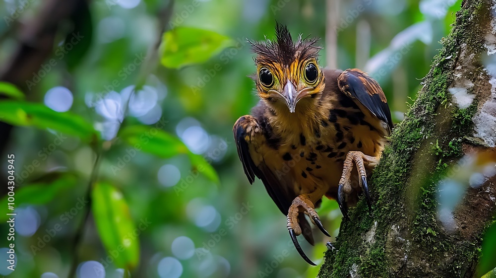 Obraz premium Striking Portrait of a Rufous headed Bird of Paradise in a Tropical Rainforest