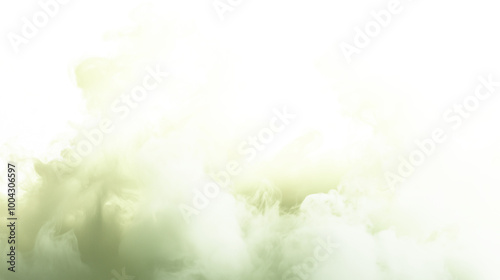 abstract light lime green fluffy clouds mist fog smoke curling isolated on transparent background photo