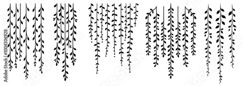 hanging vines illustration creating a natural curtain effect garland vector shape