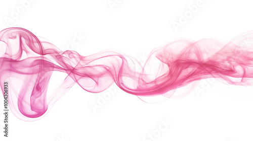 abstract pink smoke wavy lines curling isolated on transparent background