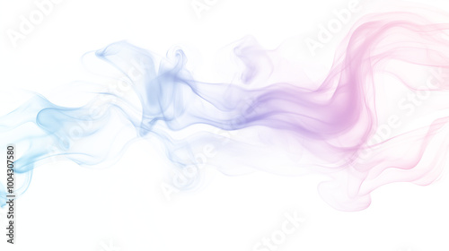 Abstract pink purple blue smoke wavy lines curling isolated on transparent background