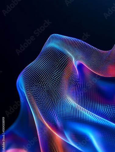 Obraz na płótnie Colorful abstract waves in vibrant hues create a dynamic digital texture on a dark background. A minimalist poster in metallic and chrome gradient style. w salonie