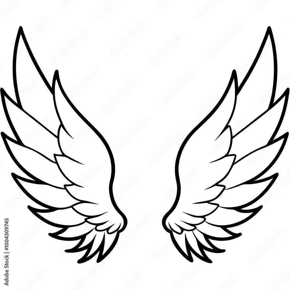 Obraz premium Delicate Feathered Wings in Vector Art