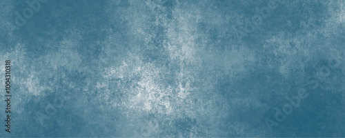 Blue abstract grunge concrete wall decorative wide wall background.