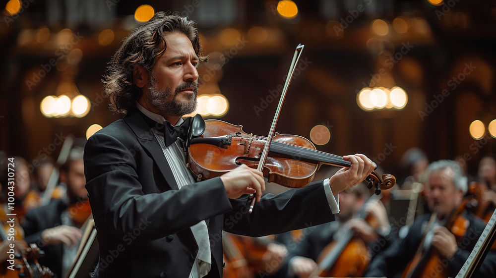 Fototapeta premium man playing violin