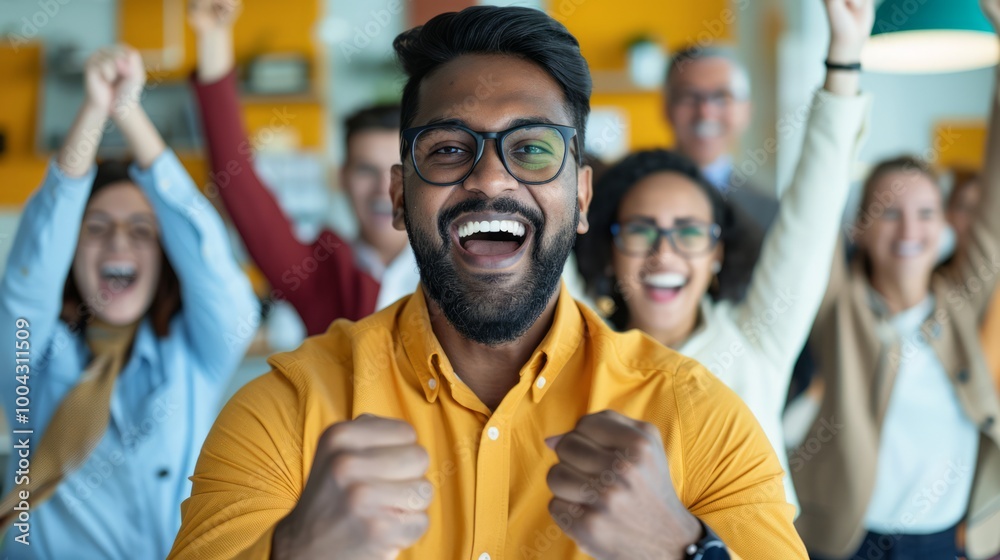Diverse Team Celebrating Success in a Modern Studio Diverse Team Celebrating Success in a Modern Studio