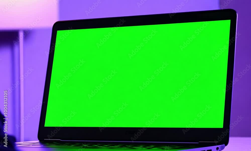 Laptop with Chromakey Background for Video Editing Laptop with Chromakey Background for Video Editing