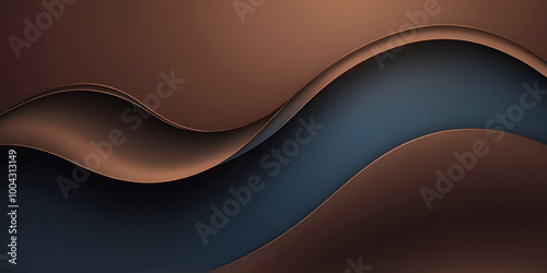 Abstract Brown and Blue Waves: Elegant, flowing curves in shades of brown and blue create a sophisticated and dynamic abstract background. Perfect for presentations, websites.