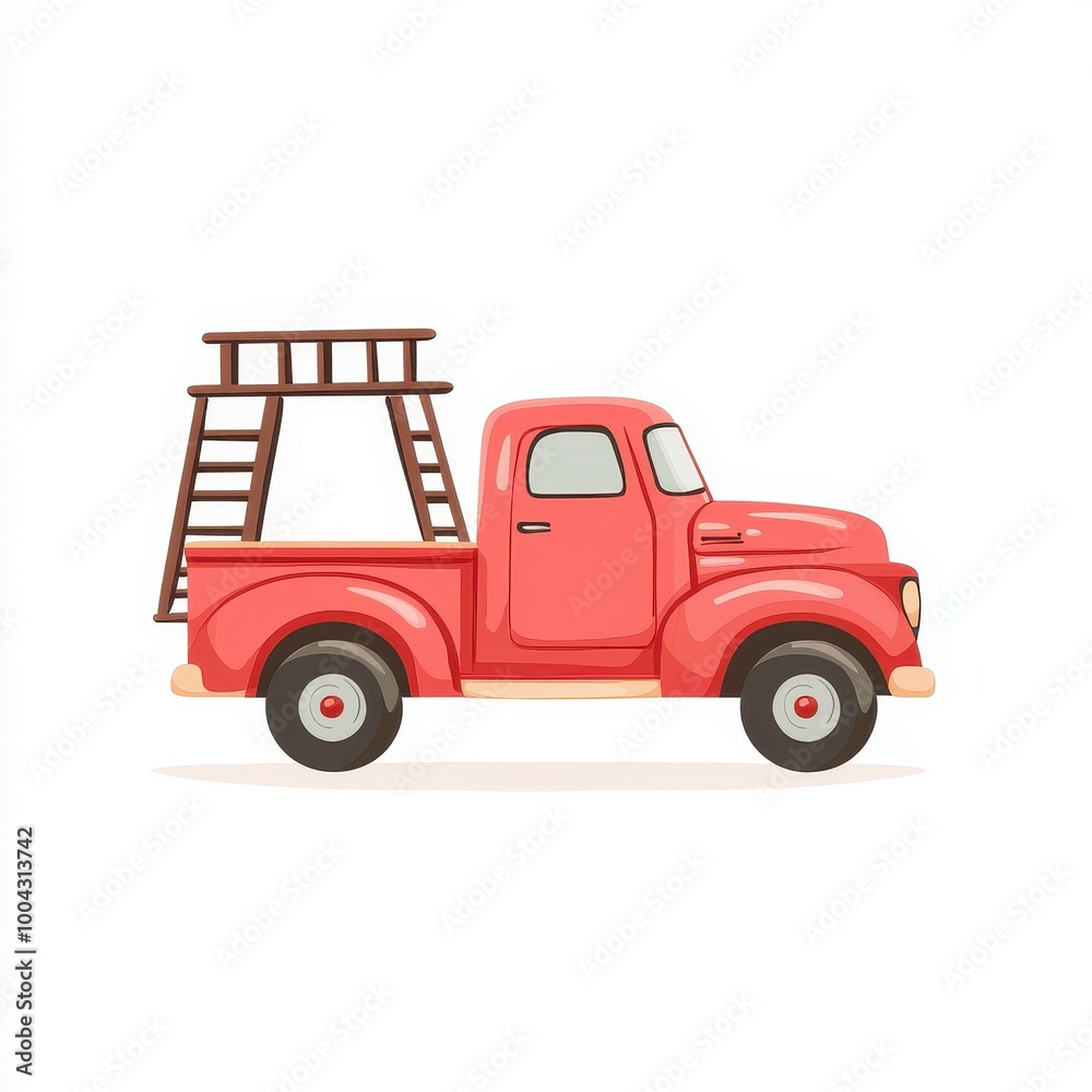 Isolated Red Fire Truck on White Background Isolated Red Fire Truck on White Background