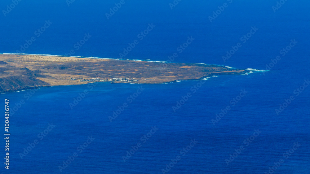 Aerial view of La graciosa in Lanzarote Canary Island