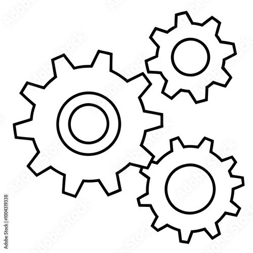 Interlocking Gears in Motion - Crisp Line Vector Art