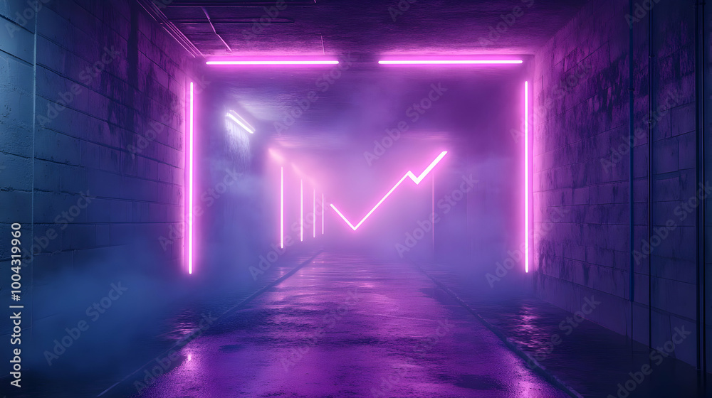 Neon Lights in a Brick Tunnel 3D Illustration Neon Lights in a Brick Tunnel 3D Illustration