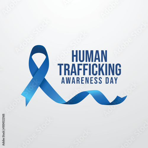 National Human Trafficking Awareness Day vector design template good for celebration usage. Blue ribbon. flat design. eps 10.
