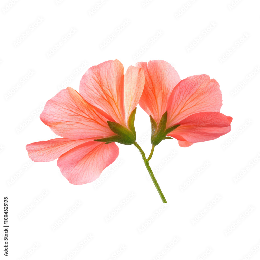 Fototapeta premium Geranium: A bright geranium bloom on a single stem. png, transparent background.