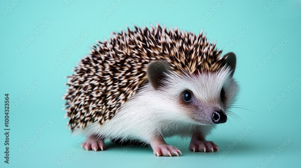 A playful hedgehog investigates a colorful backdrop with curiosity and charm A playful hedgehog investigates a colorful backdrop with curiosity and charm