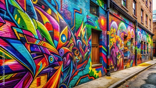 Vibrant graffiti style street art with bold colors and shapes for urban backgrounds and contemporary design projects