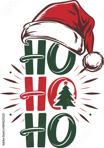 Ho Ho Ho vector art illustration. Happy Christmas Day T Shirt Design