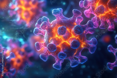 Microscopic Virus Close up with Vivid Colors