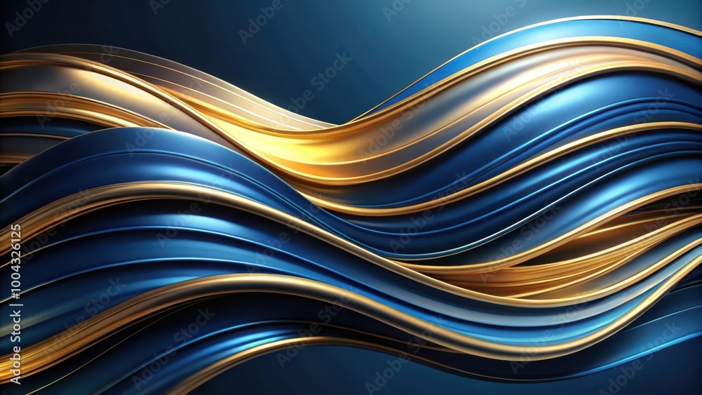 Elegant abstract blue and gold waves pattern with flowing shapes and modern design Elegant abstract blue and gold waves pattern with flowing shapes and modern design