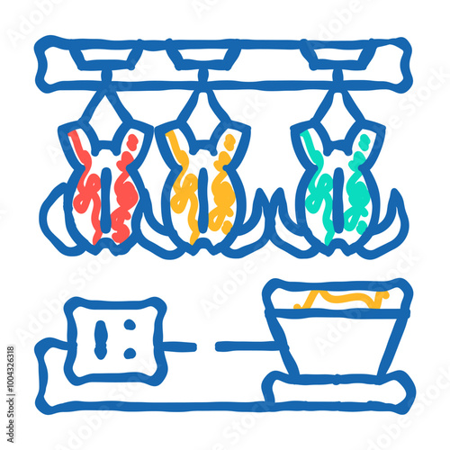 chicken processing doodle icon sketch vector. chicken processing sign. isolated symbol illustration