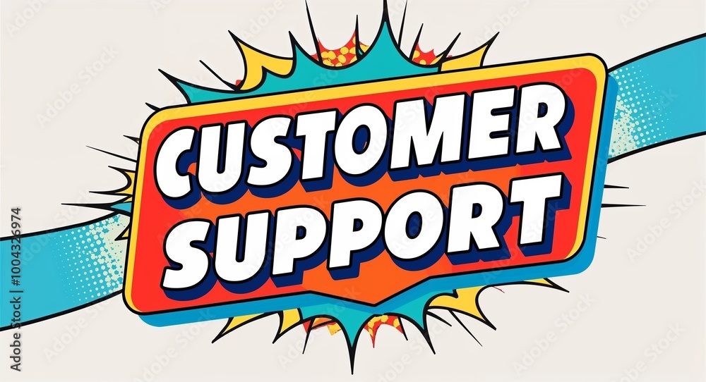 customer support word lettering in retro pop art style design on plain white background customer support word lettering in retro pop art style design on plain white background