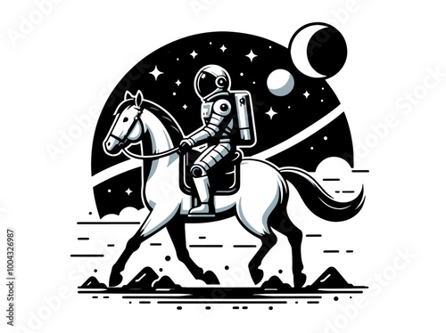 astronaut riding a horse vector