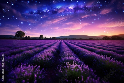 Lavender field landscape outdoors.