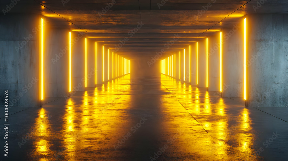 3D Render of Futuristic Corridor with Neon Lights 3D Render of Futuristic Corridor with Neon Lights