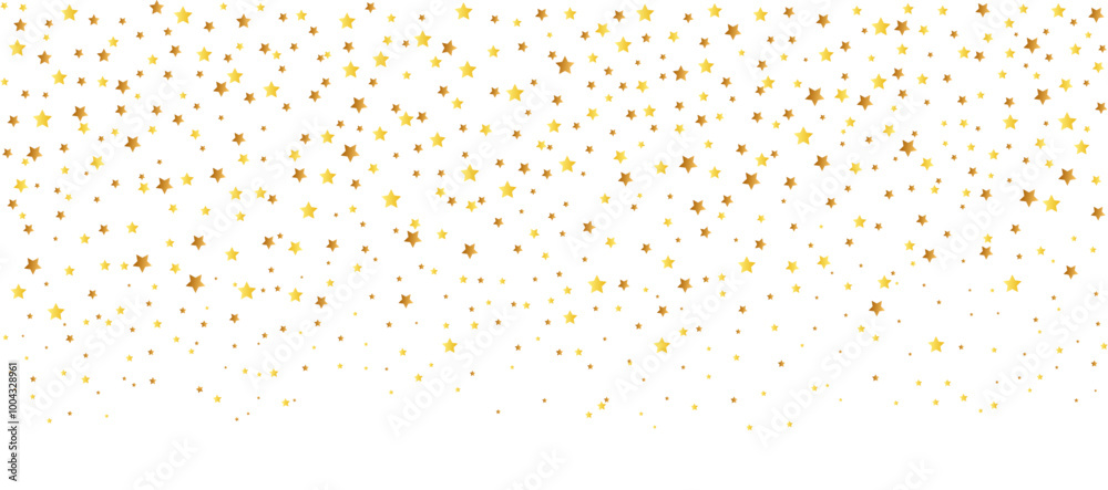 Gold stars falling down confetti on transparent background. Abstract glitter pattern, shiny sparkles border. Vector texture for Christmas, New Year or birthday party Gold stars falling down confetti on transparent background. Abstract glitter pattern, shiny sparkles border. Vector texture for Christmas, New Year or birthday party