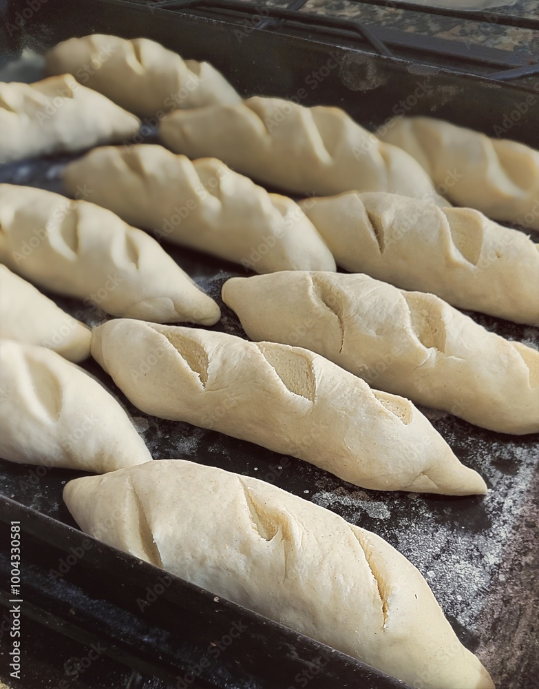 Fototapeta premium Baking a Baguette from the begining - Concept Photo French bakery is the best and also worldwide known because of their quality , like the croissants