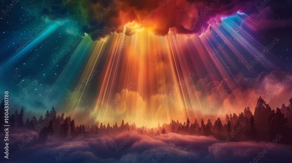 Obraz premium Surreal Kaleidoscope Sky with Vibrant Colors
